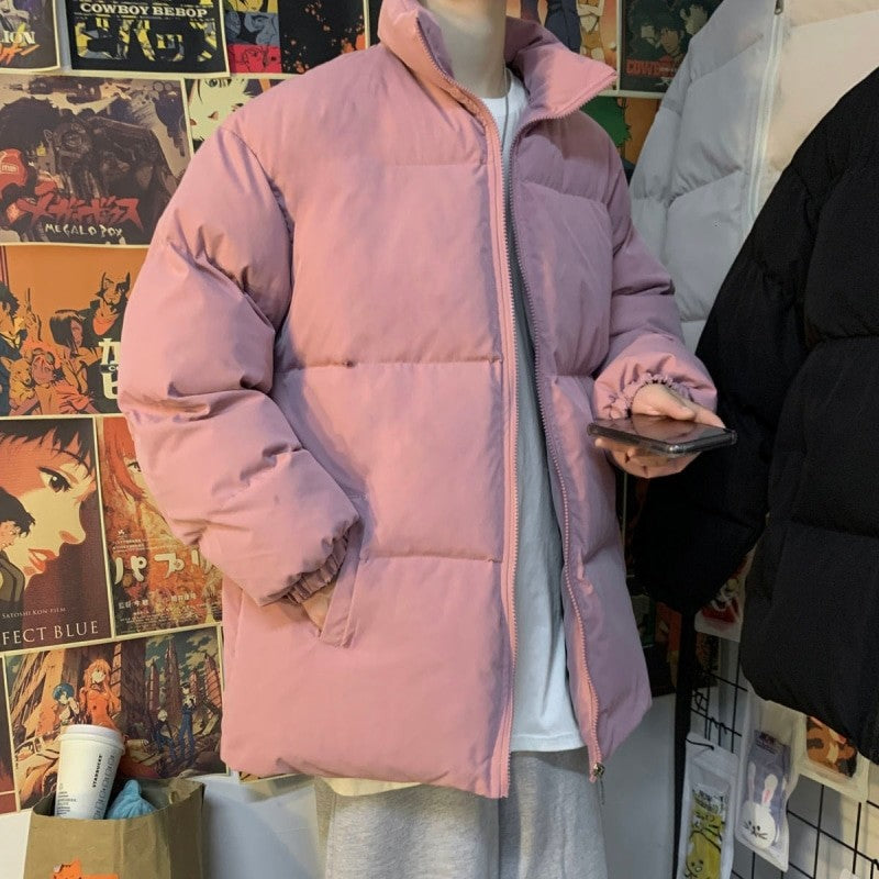 Stand Collar Harajuku Warm Winter Parka Coat - Pink / M -