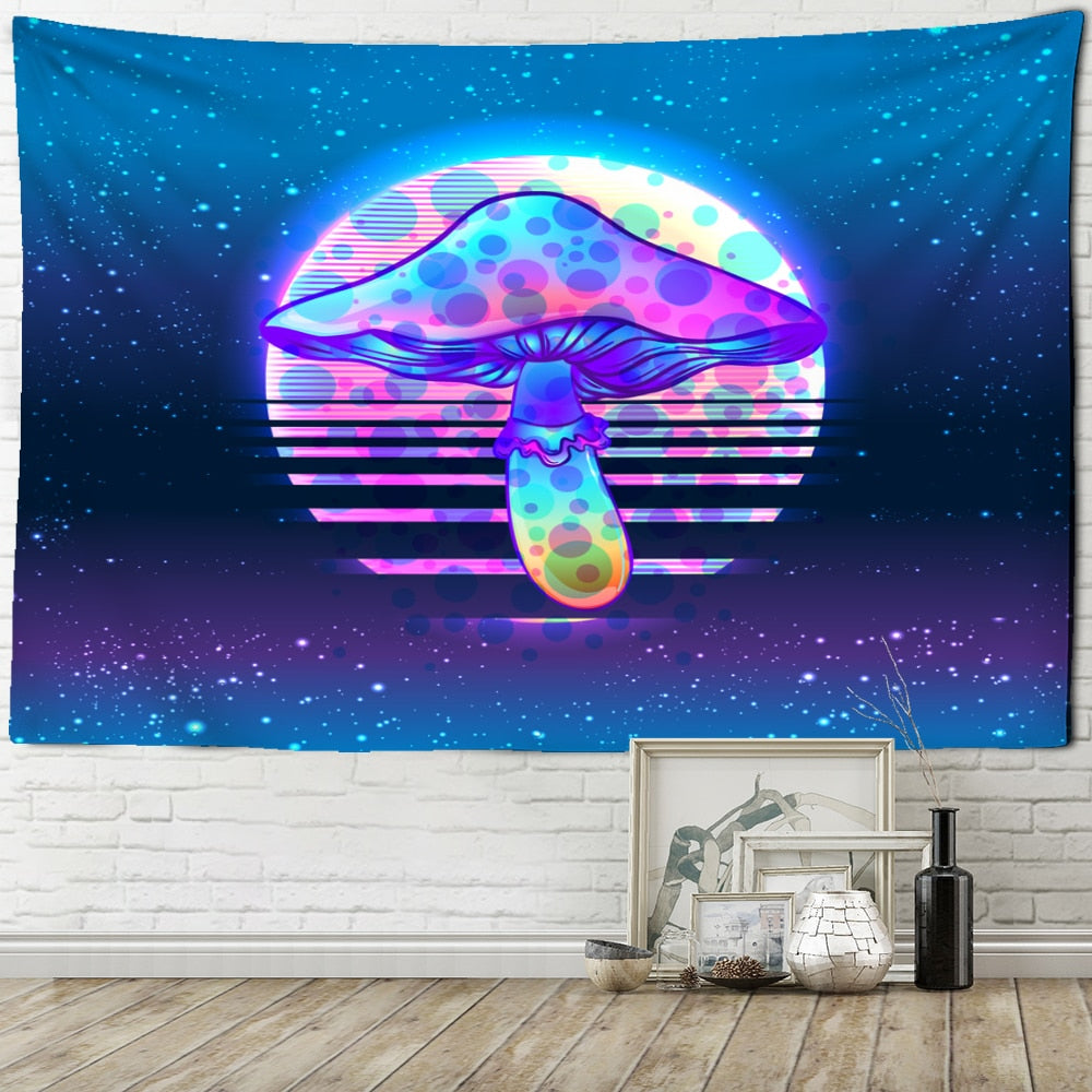Indian Mandala Psychedelic Mushroom Tapestry Wall - E /