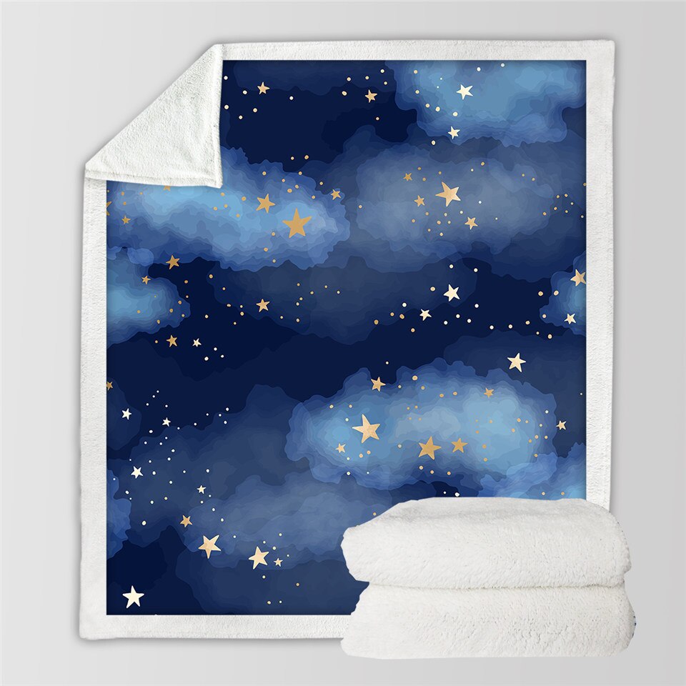 Stars and Milky Way Blanket - Blue / 75cmx100cm