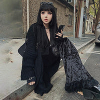 Thumbnail for Dark Gothic Lace Flare Pants - Flared