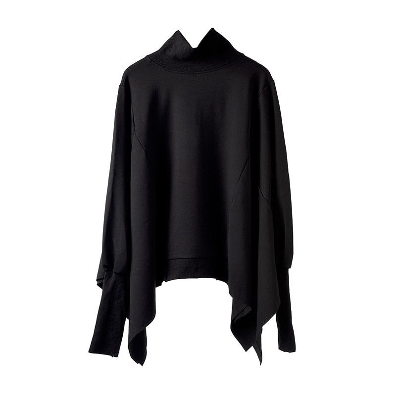 Loose Fit Black Oversize Back Long Sweatshirt - One Size -
