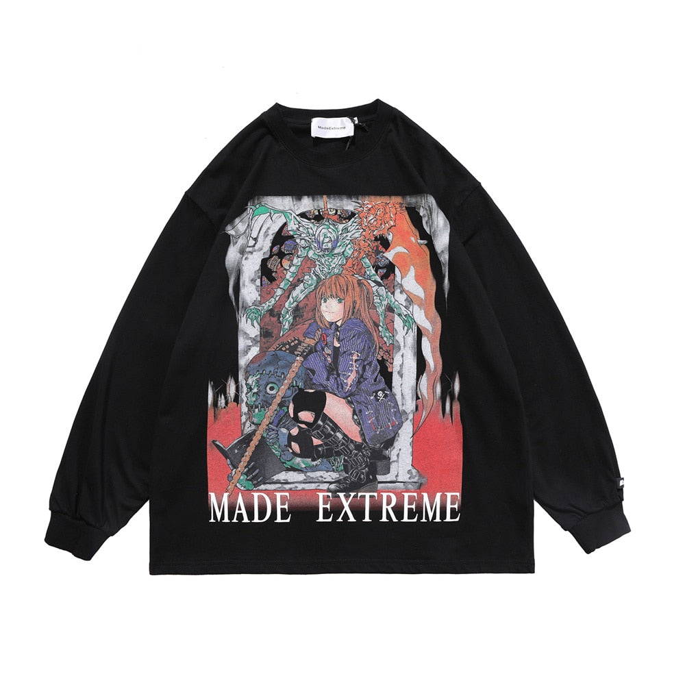 Made Extreme Hip Hop Cartoon Girl Sweatshirt - black / M -