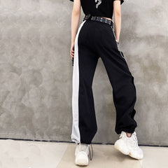 Side Button With Belt And Chain Cargo Pants
