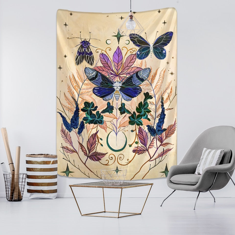 Psychedelic Butterfly Tapestry Wall - D / 95x70cm