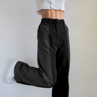 Thumbnail for Bicolor High Waist Corduroy Pants - Black / S