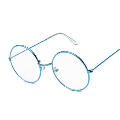 Vintage Round Glasses Clear Lens Metal - Blue / One Size