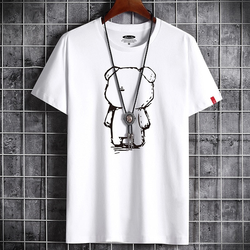 Gothic Bear O-Neck T-Shirt - white / XXXL