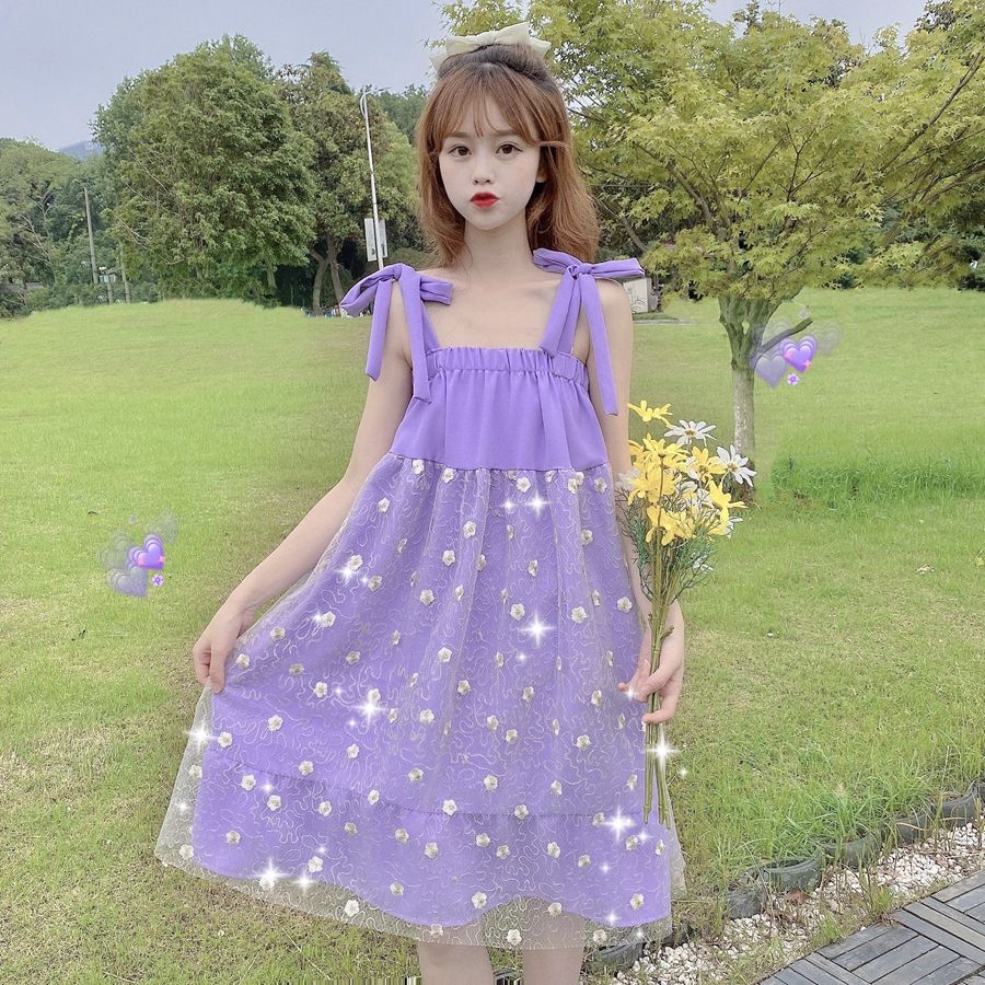 Flowers Embroidery Sequin Mesh Dress
