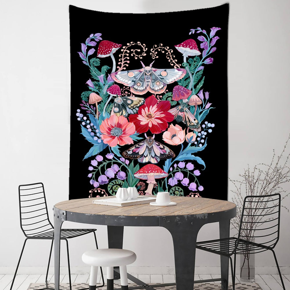 Flower Butterfly Pattern Tapestry Blanket - G / 95x70cm