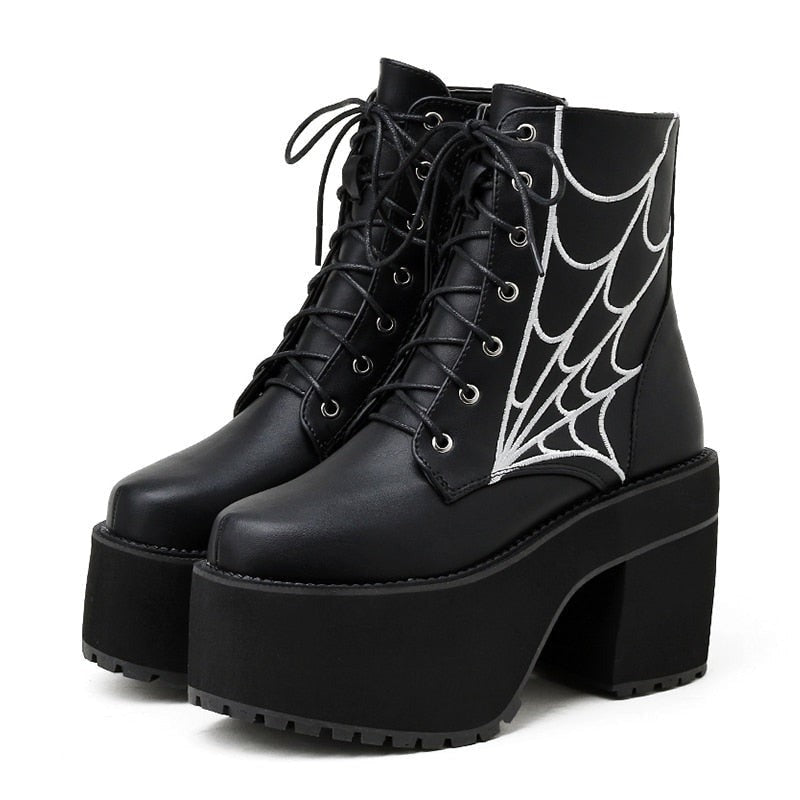 Spider Web Ankle Boots - boots
