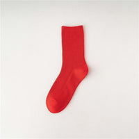 Thumbnail for Solid Colorful Socks - Red / 34-41