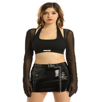 Thumbnail for Solid Color See-through Gloves Crop Tops - crop top