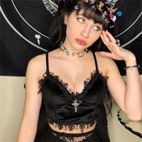 Thumbnail for Gothic Dark Sexy Velvet Crop Top