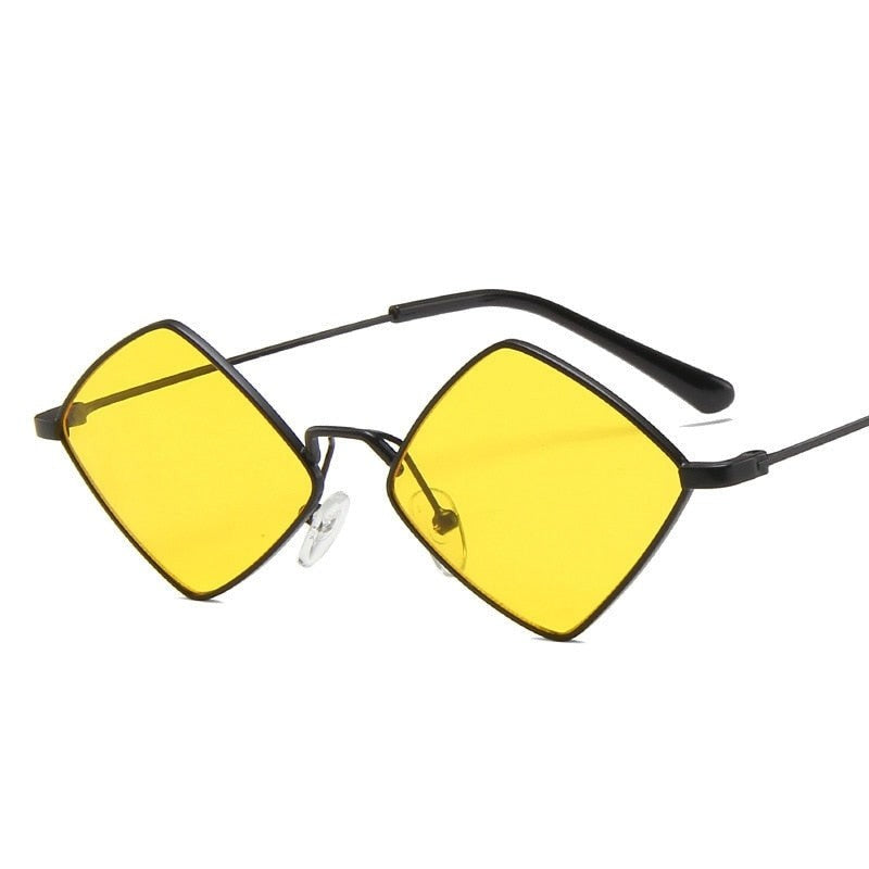 Small Rhombus Lens Sunglasses - Black-Yellow / One Size