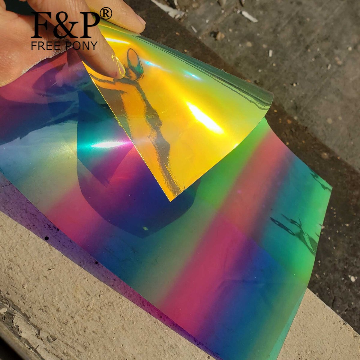Holographic Rainbow Iridescent PVC High Waist Skirt - Green.
