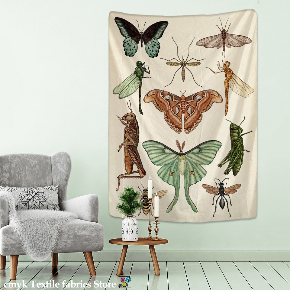 Butterfly Psychedelic Tapestry Wall - F / 95x70cm