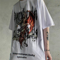 Thumbnail for Anime Japan Style Gothic Oversized T-Shirts - White-print /