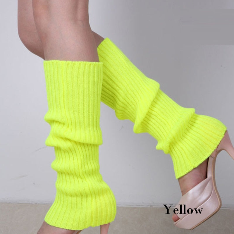 Punk Solid Color Cool Knit Long Warmers - Yellow / One Size