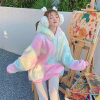 Thumbnail for Winter Rainbow Kawaii Fur Hoodies - Hooded Pink / M -