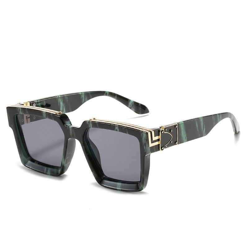 Luxury Frame Anti Glare Square Sunglasses - Blue-Black / One