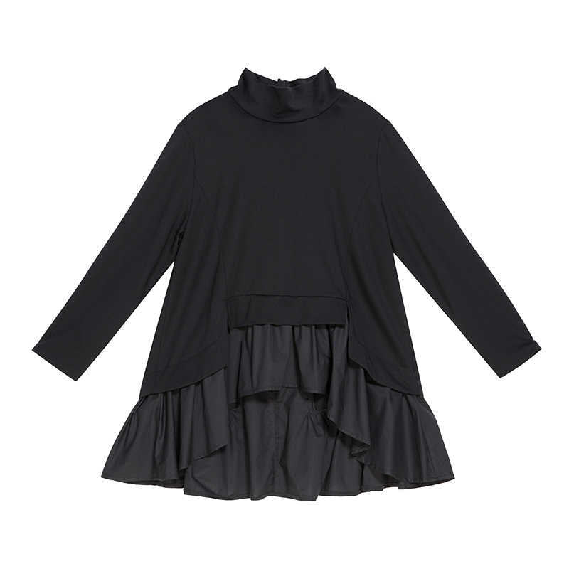 Asymmetrical Ruffles Loose Fit Sweatshirt - Black / M -