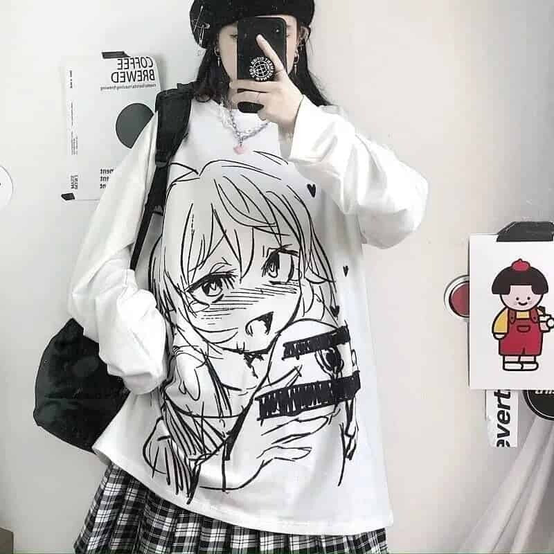 Anime Dolls Oversized Sweatshirt - White / S - SWEATSHIRT