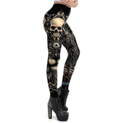 Goth Aesthetic Steampunk Skeleton Legging - Leggings