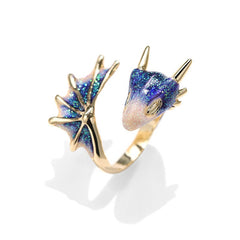 Starry Sky Small Blue Dragon Ring - Accesories