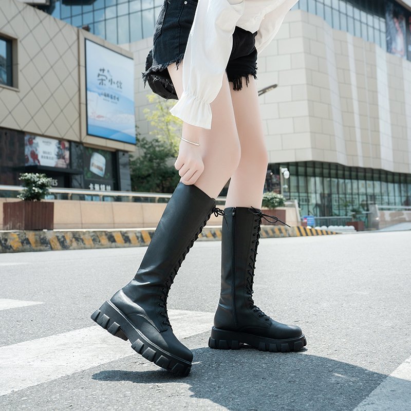High Knee Punk Lace-up Boots