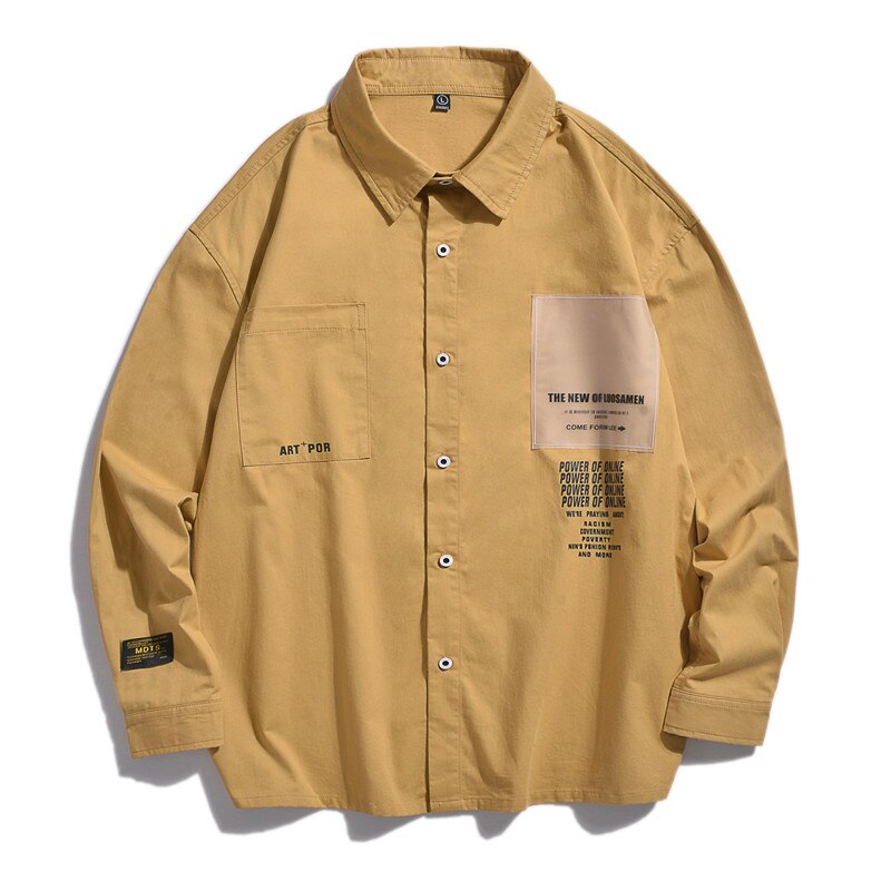 Oversized Long Sleeve Korean Style Shirt - Yellow / S -