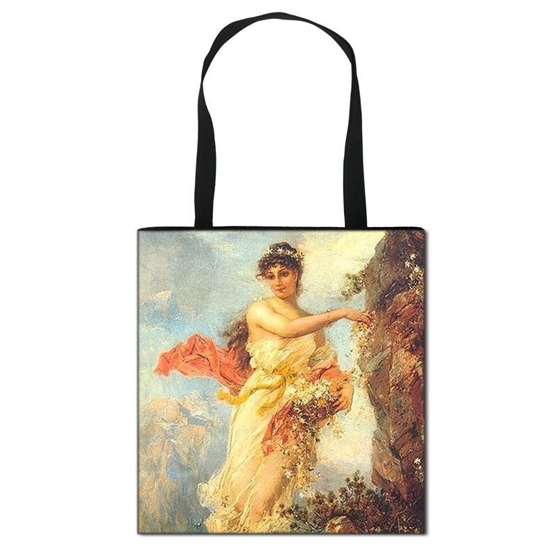 Famous Art Oil Painting Eco Reusable Shopping Bag