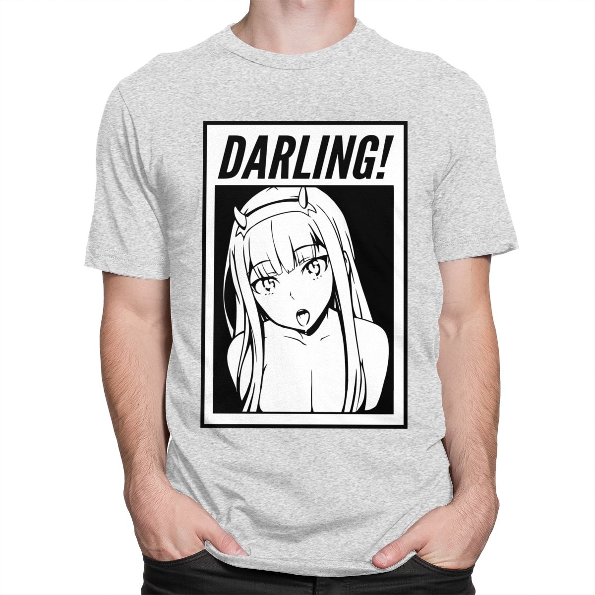 Darling Anime Girl T-Shirt - gray / S