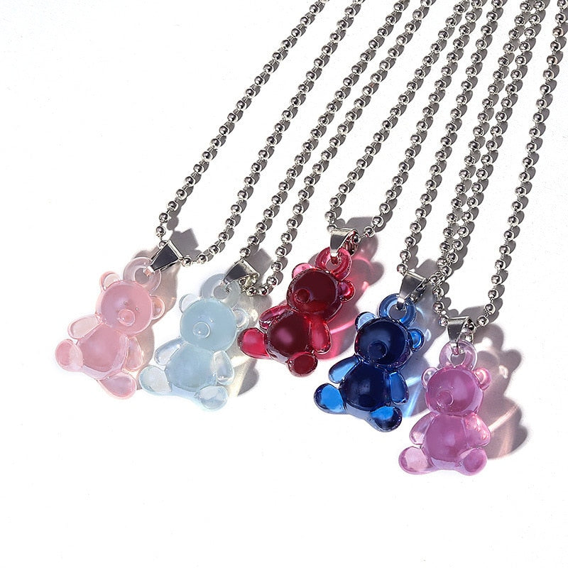 Rainbow Cute Jelly Bear Gummy Necklace