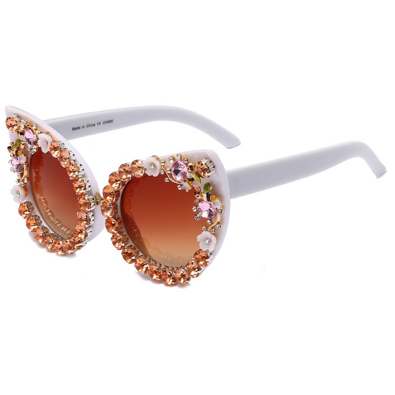 Flower Cat Eye Sunglasses - White / One Size