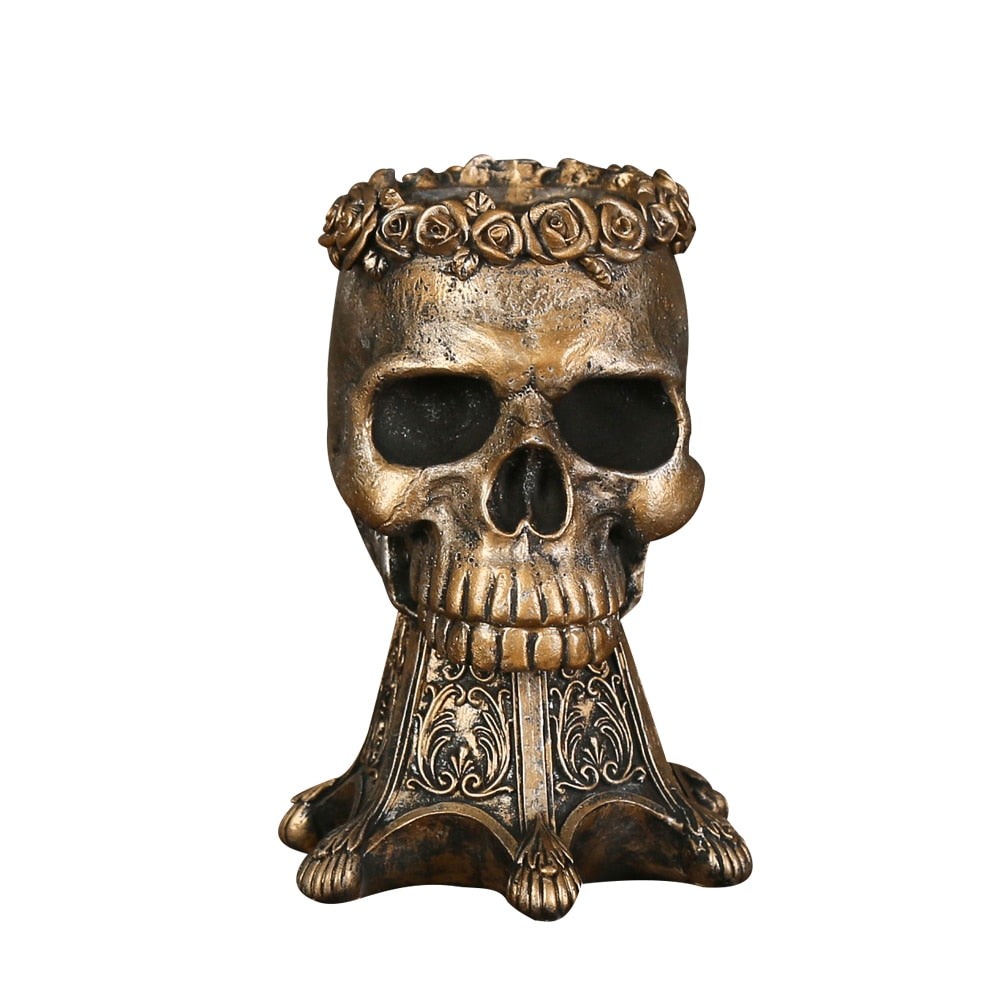 3D Knight Warrior Skull Mug Cup - Bronze color / One Size -
