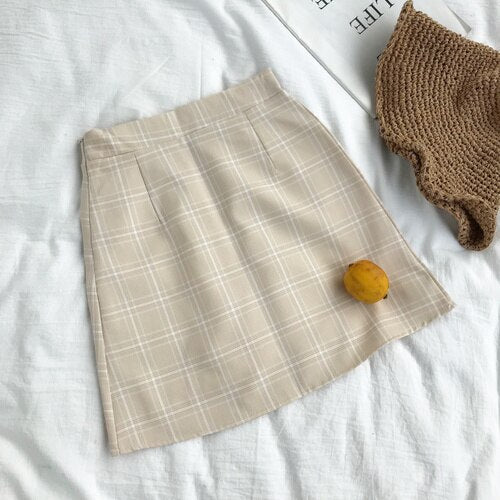 Korean Style High Waist Skirt - apricot / S