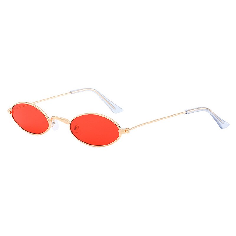 Retro Small Oval Sunglasses - Gold Red