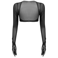 Thumbnail for Solid Color See-through Gloves Crop Tops - Black / S - crop