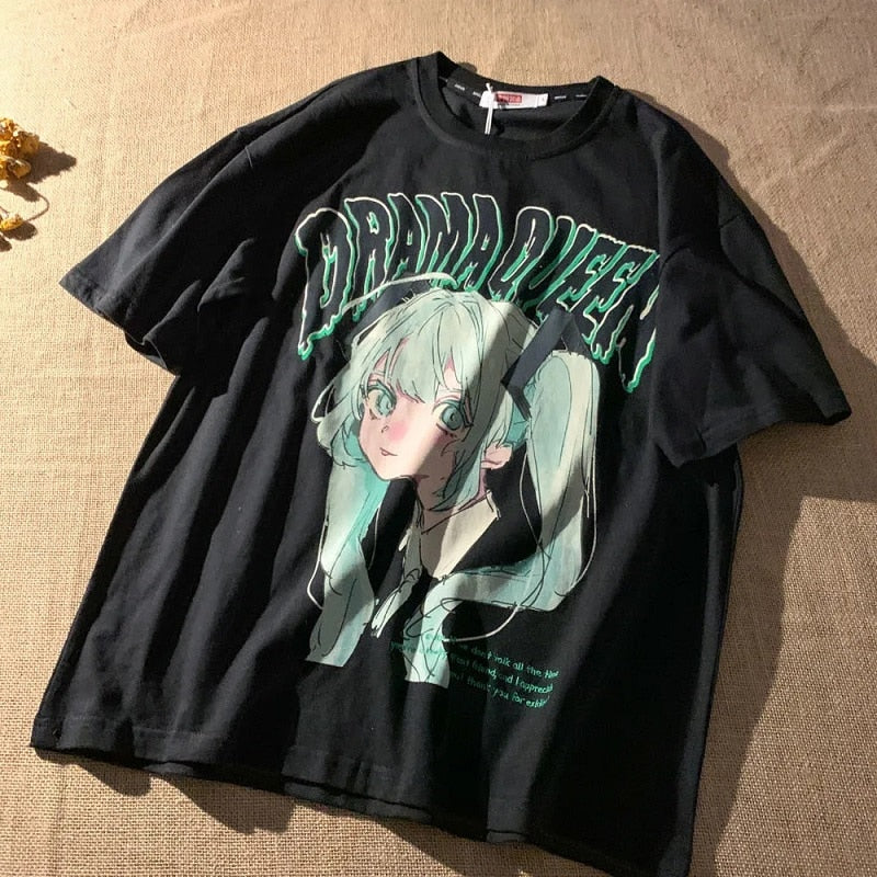 Drama Queen Anime Oversize T-shirt - Black / M - T-Shirt