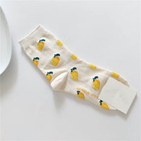 Thumbnail for Animal Cartoon Middle Tube Socks - White Lemon / One Size
