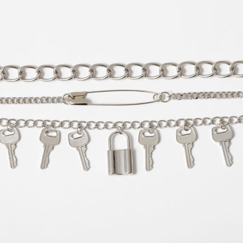Goth Key Padlock Pendant Necklace