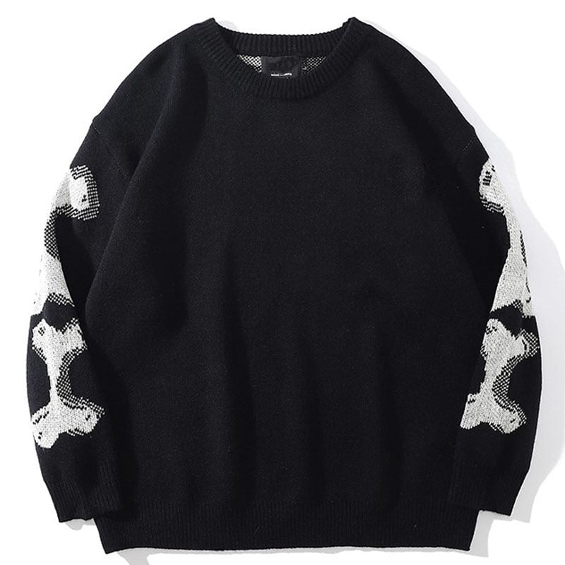 Skeleton Bone Print Knitted Sweater
