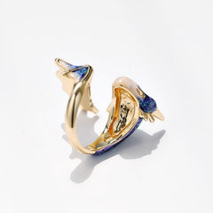 Starry Sky Small Blue Dragon Ring - Accesories