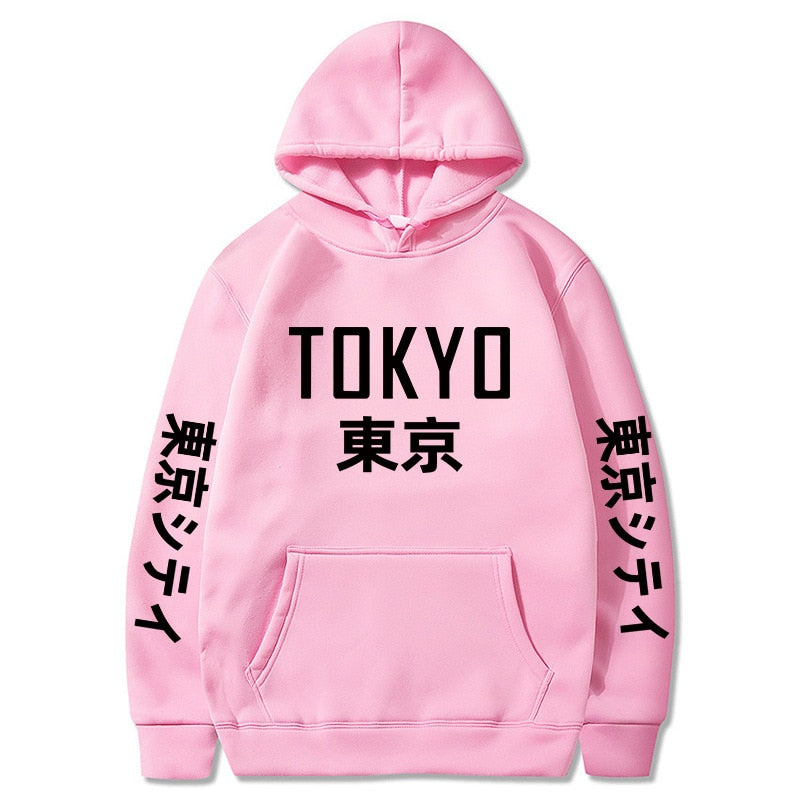 Tokyo Kanji Print Hoodie - Pink 2 / S - Hoodies