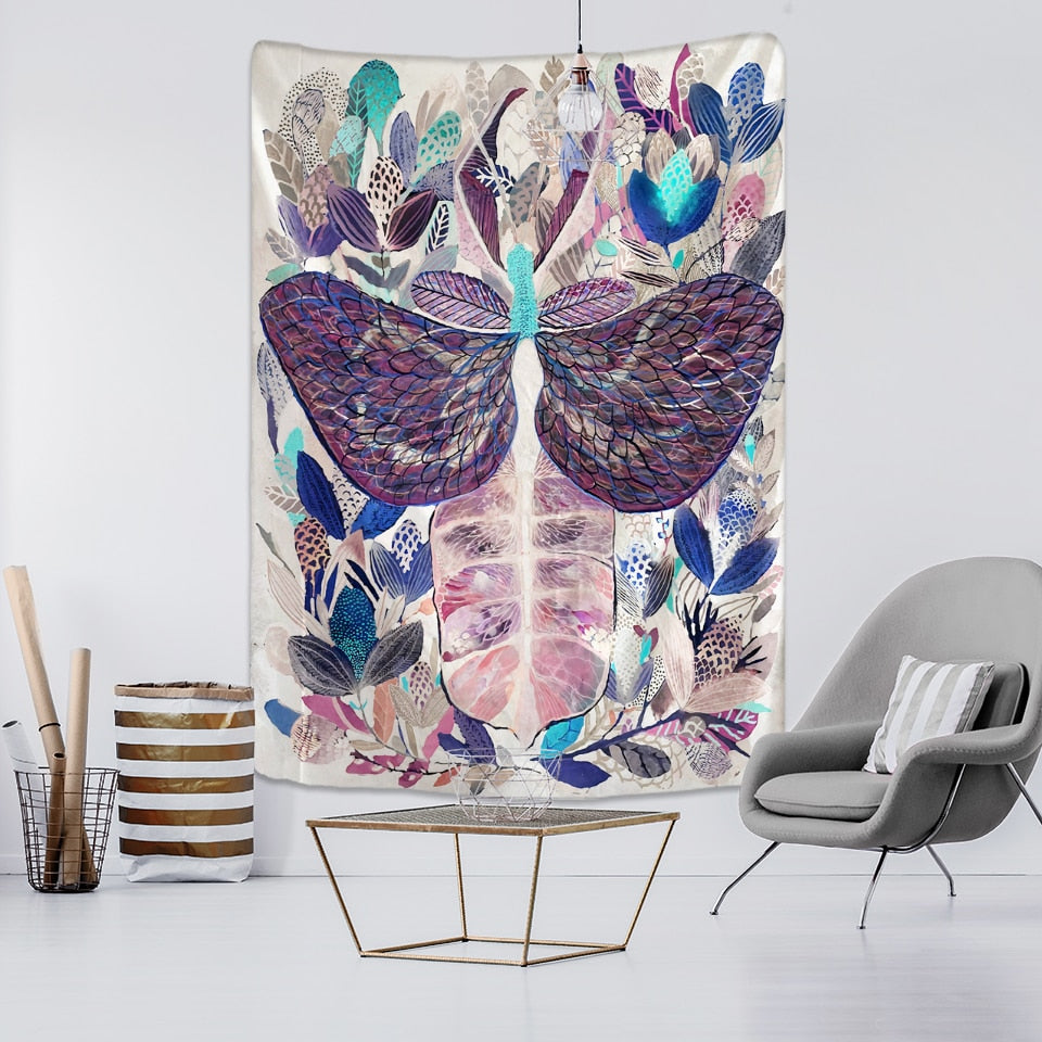 Psychedelic Butterfly Tapestry Wall - B / 95x70cm