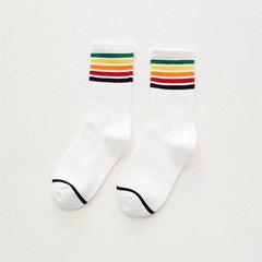 Fashion Hip Hop Rainbow Sock - White / One Size