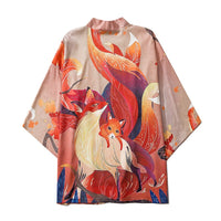 Thumbnail for Fox Japanese Style 3/4 Sleeve Kimono - Orange / M - KIMONO
