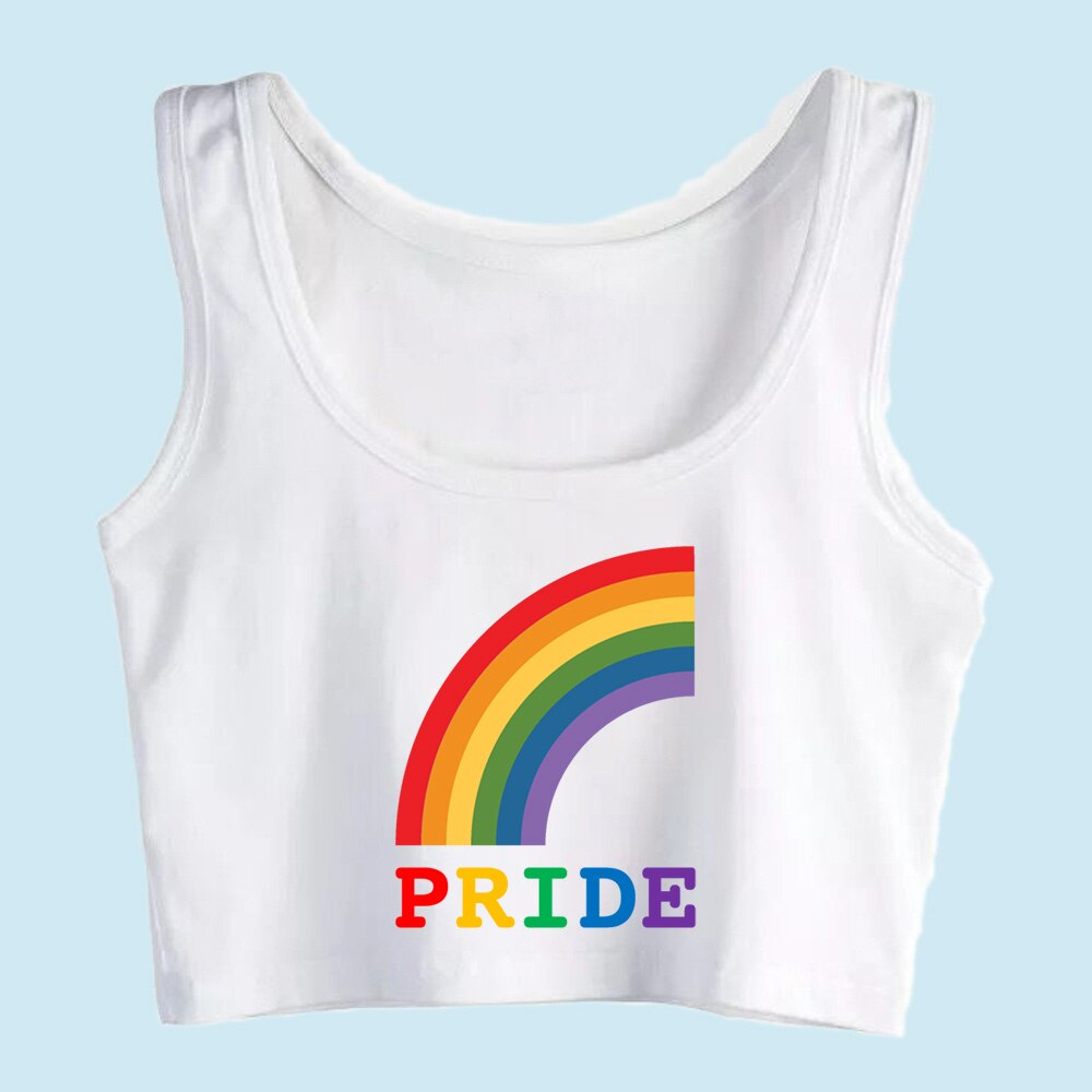 Rainbow Pride LGBT Crop Tank Top - White / S - crop top