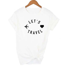 Let’s Travel Airplane Traveling T-shirt - White / S -