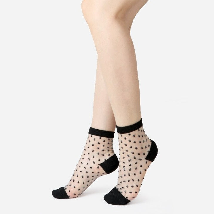 Transparent Ankle Socks - Transparent-Black-White / One Size